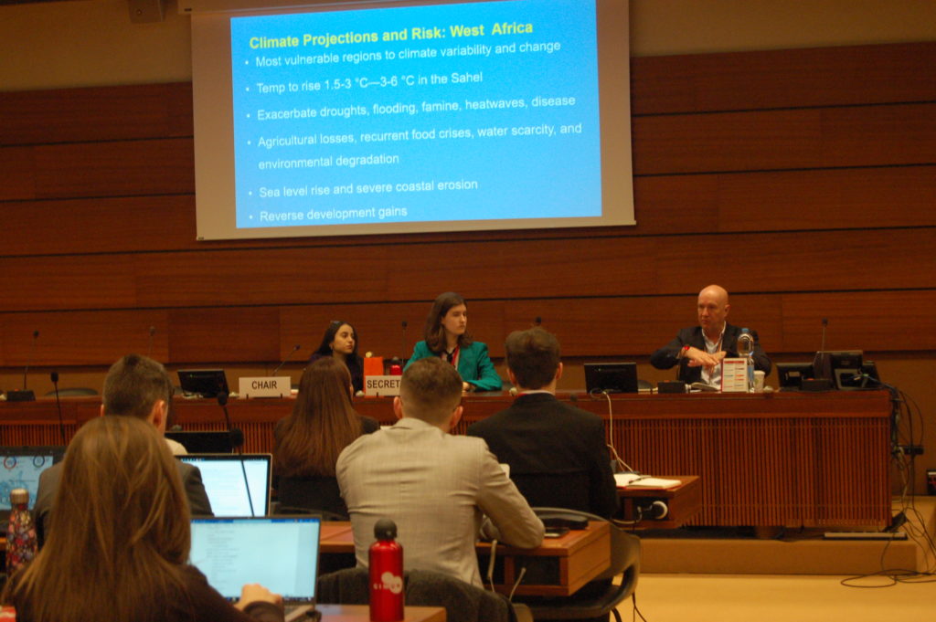 Allocution d'Andrew Harper, conseiller spécial du Haut Commissariat pour les réfugiés (HCR) pour l’action climatique devant le comité UNEP lors du GIMUN 2020