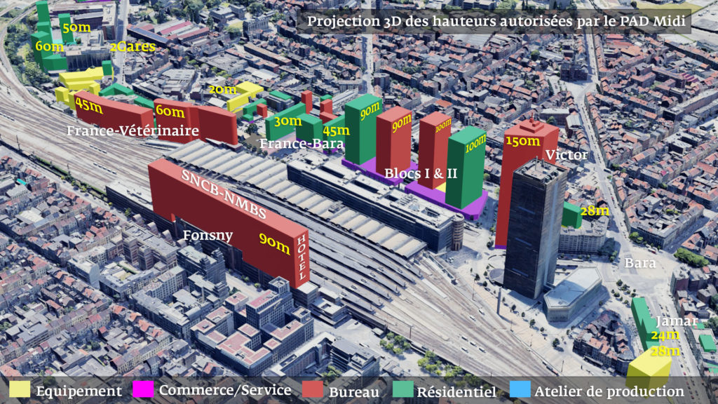 Plan des projets de construction du PAD Midi.