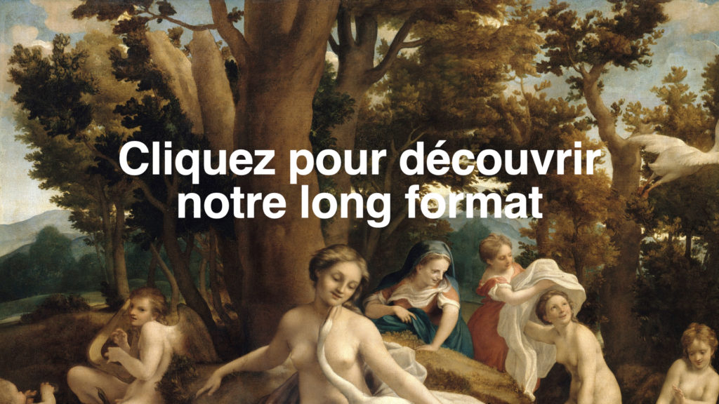 Huile sur toile représentant Léda et le Cygne